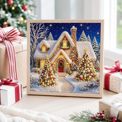 Cottage Between Golden Trees pearl painting – image 4