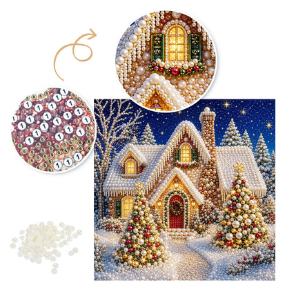 Cottage Between Golden Trees pearl painting – image 6