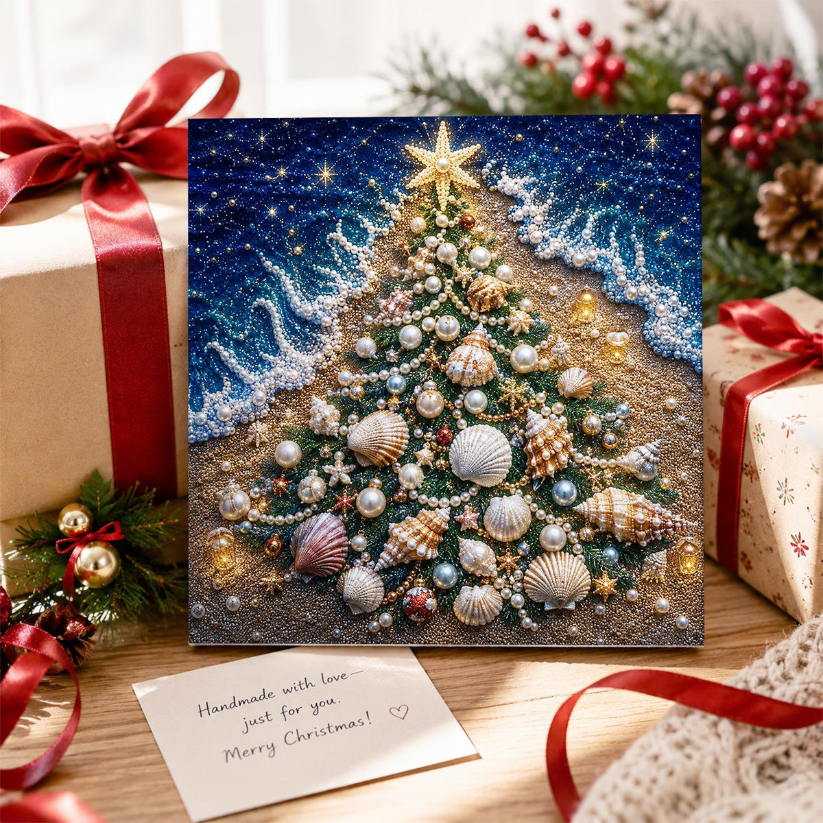 Seashell Tree on the Shore pearl painting – image 2