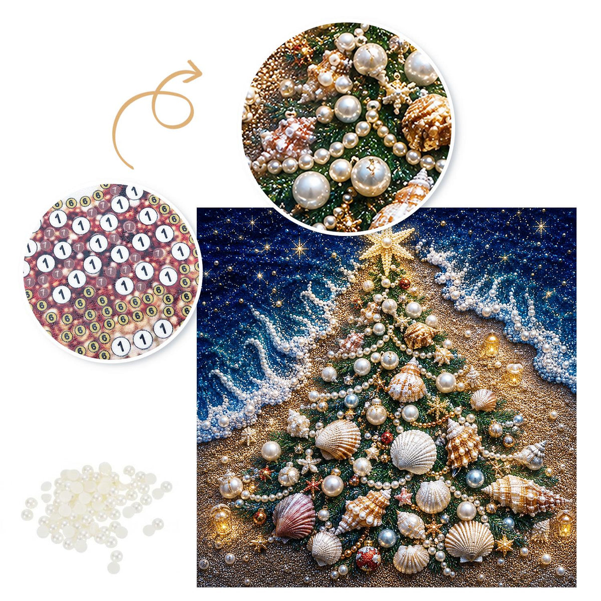 Seashell Tree on the Shore pearl painting – image 6