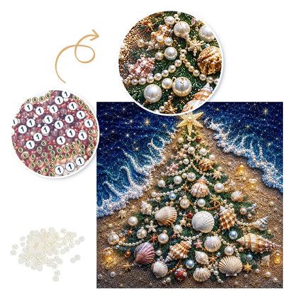 Seashell Tree on the Shore pearl painting – image 6