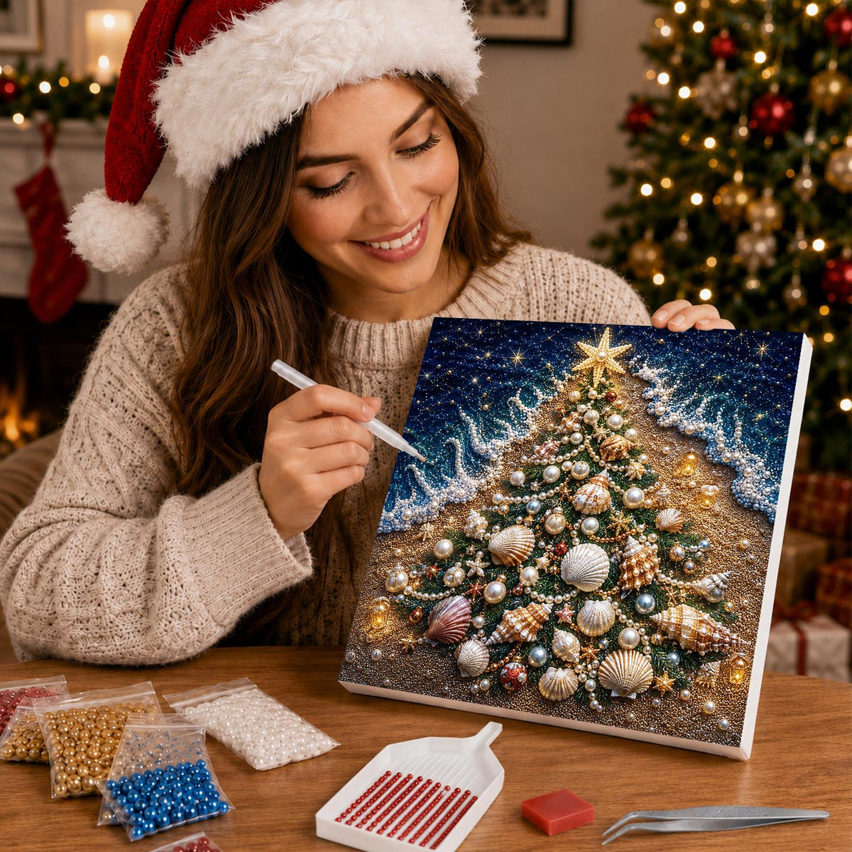 Seashell Tree on the Shore pearl painting – image 16
