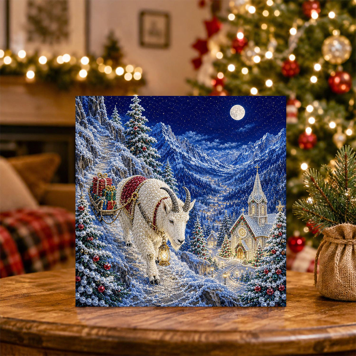 Mountain Goat Pulling a Sleigh pearl painting – image 5