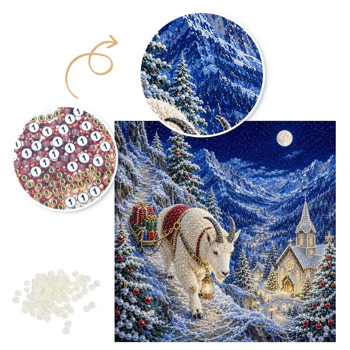 Mountain Goat Pulling a Sleigh pearl painting – image 6