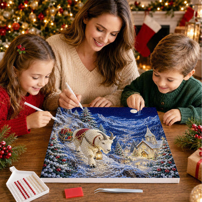 Mountain Goat Pulling a Sleigh pearl painting – image 15