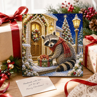 Raccoon at the Golden Door pearl painting – image 2