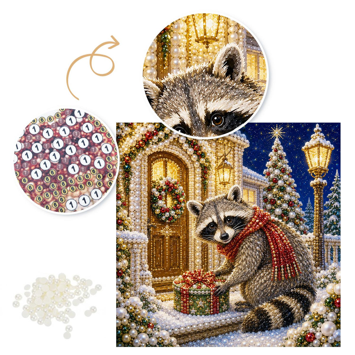 Raccoon at the Golden Door pearl painting – image 6