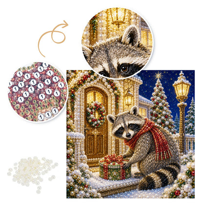 Raccoon at the Golden Door pearl painting – image 6