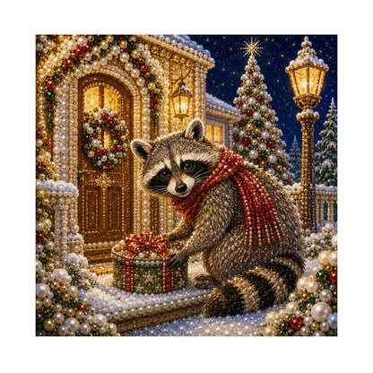 Raccoon at the Golden Door pearl painting – image 11