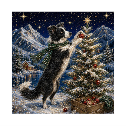 Border Collie Hanging a Bauble pearl painting – image 11