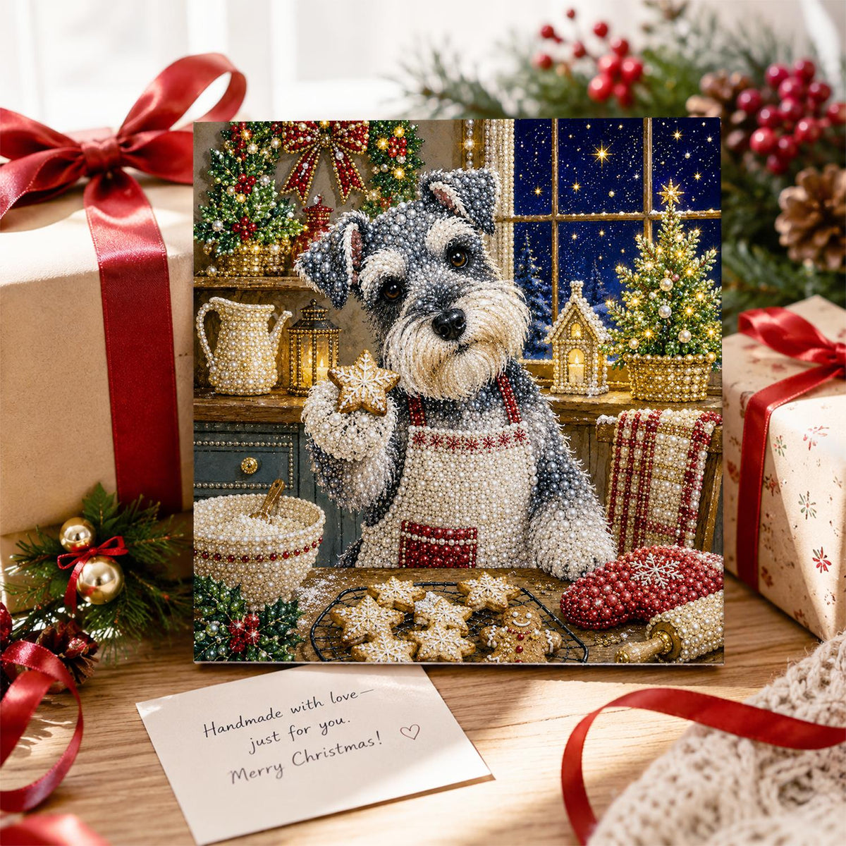 Schnauzer Baking Star Cookies pearl painting – image 2