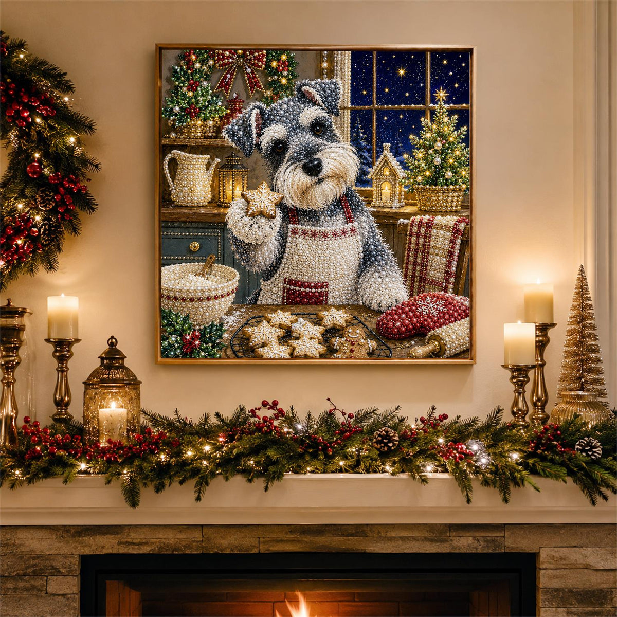 Schnauzer Baking Star Cookies pearl painting – image 3