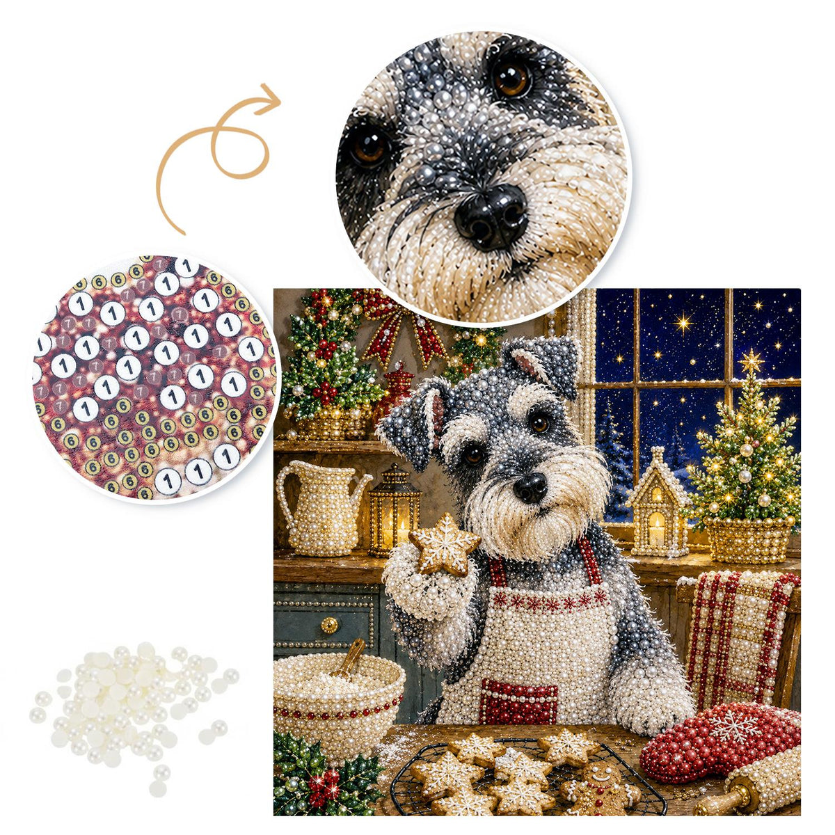 Schnauzer Baking Star Cookies pearl painting – image 6