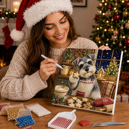 Schnauzer Baking Star Cookies pearl painting – image 16