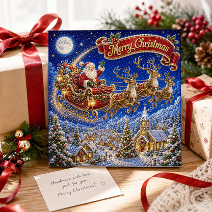 Santa's Sleigh Over the Village pearl painting – image 2
