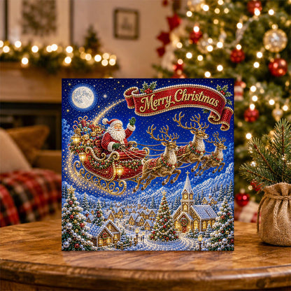 Santa's Sleigh Over the Village pearl painting – image 5