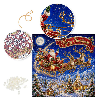 Santa's Sleigh Over the Village pearl painting – image 6