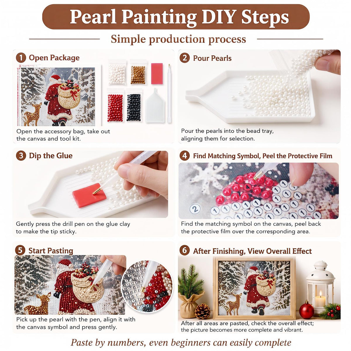 Santa's Sleigh Over the Village pearl painting – image 7
