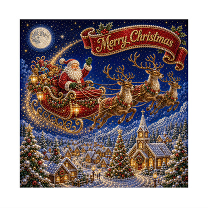 Santa's Sleigh Over the Village pearl painting – image 11