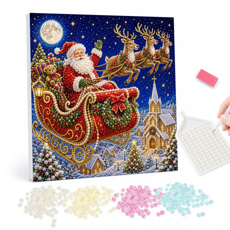 Santa’s Pearl Painting Sleigh Ride pearl painting – image 1