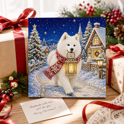 Samoyed's Lantern-Lit Stroll pearl painting – image 2