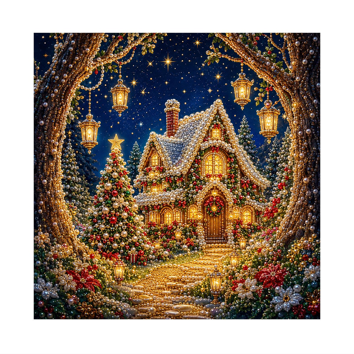 Lantern Arch Cottage Path pearl painting – image 11
