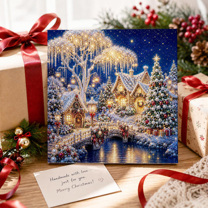 Lit Willow and River Bridge pearl painting – image 2