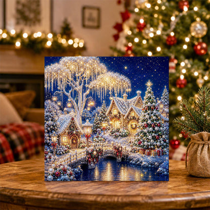 Lit Willow and River Bridge pearl painting – image 5
