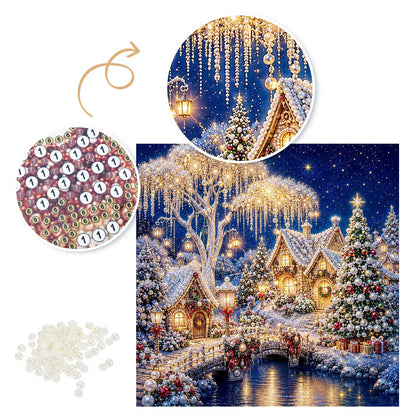 Lit Willow and River Bridge pearl painting – image 6