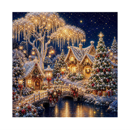 Lit Willow and River Bridge pearl painting – image 11