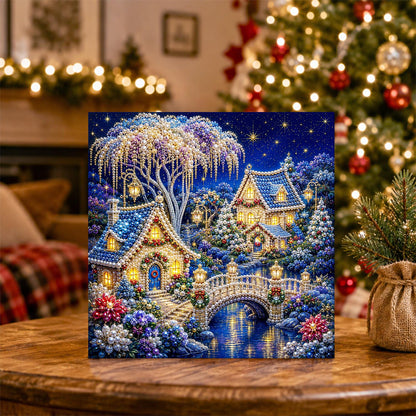Blue Blossom River Village pearl painting – image 5