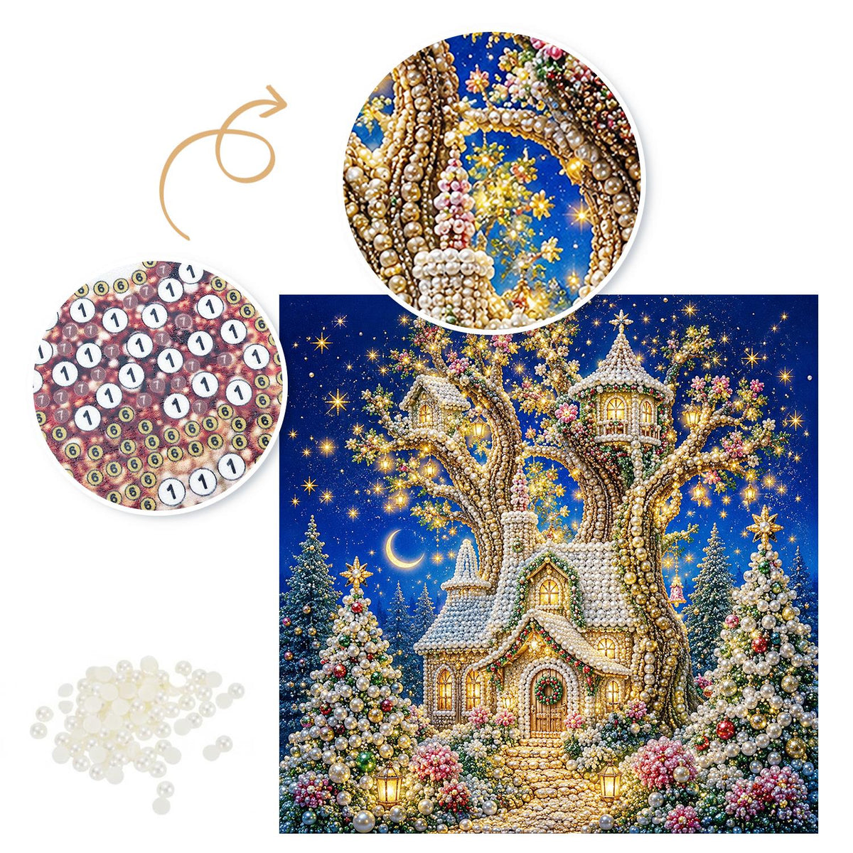 Turreted Treehouse and Moon pearl painting – image 6