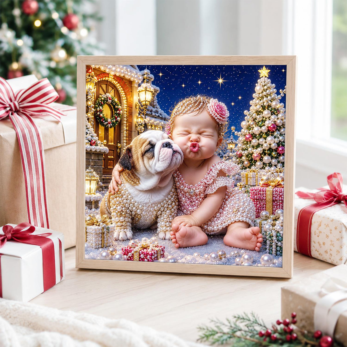 Baby's Kiss for the Bulldog pearl painting – image 4