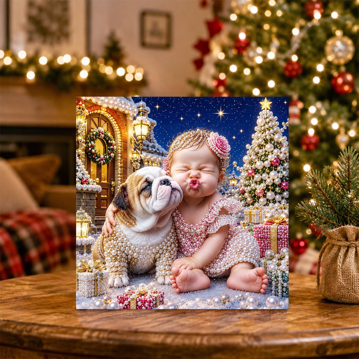 Baby's Kiss for the Bulldog pearl painting – image 5