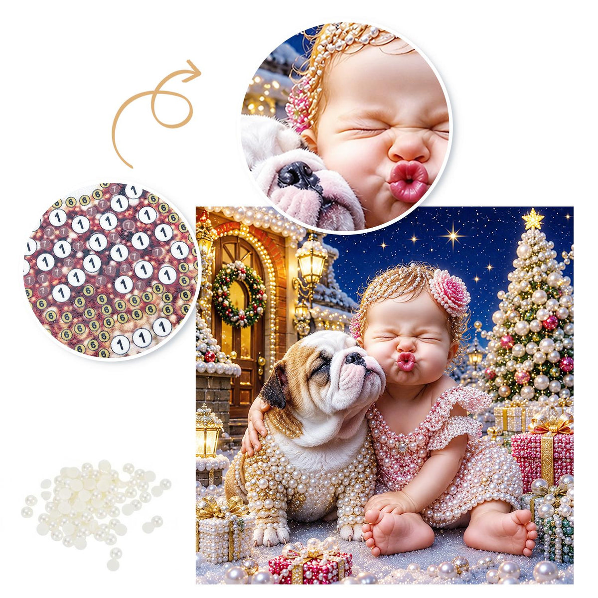 Baby's Kiss for the Bulldog pearl painting – image 6