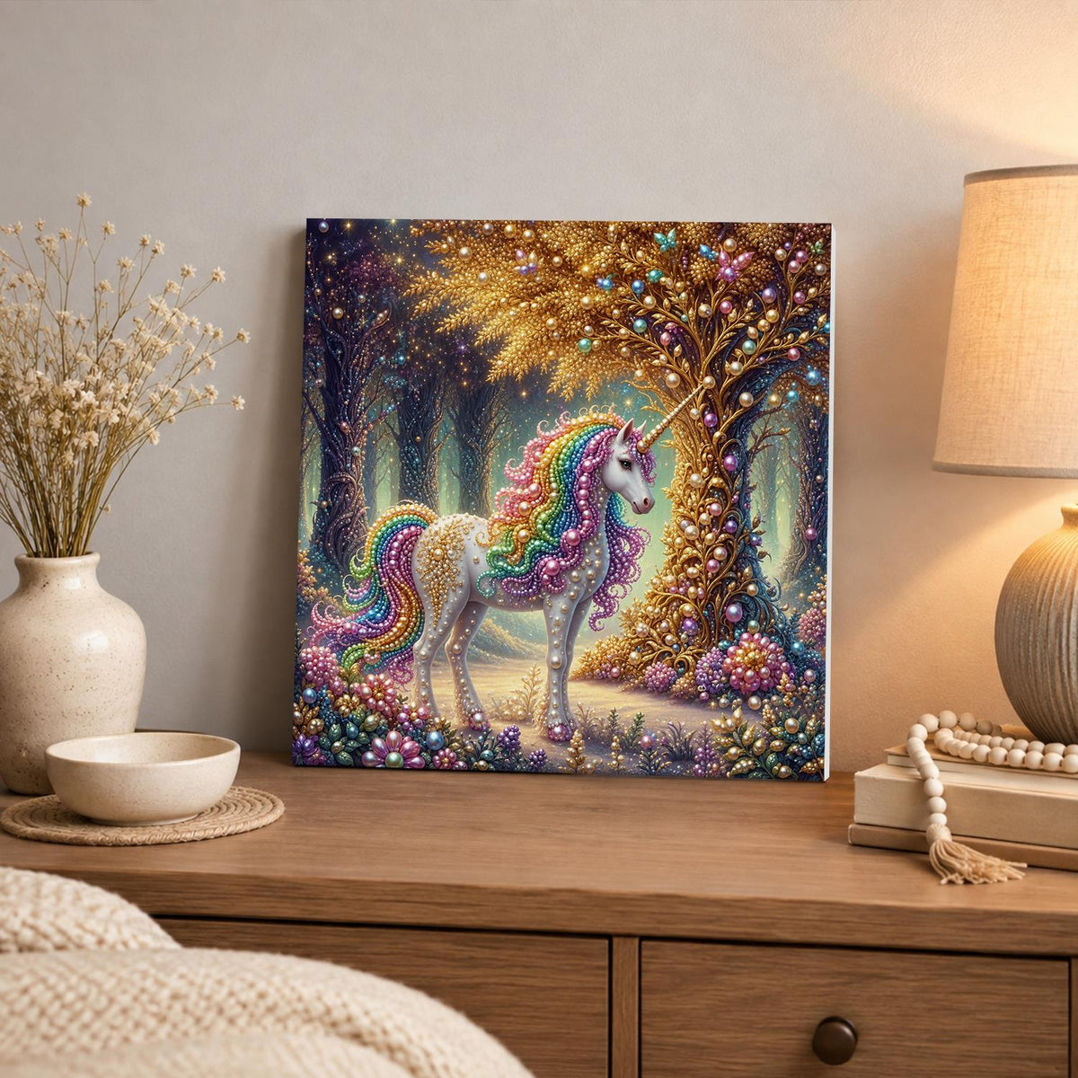 Unicorn by the Golden Tree pearl painting – image 3