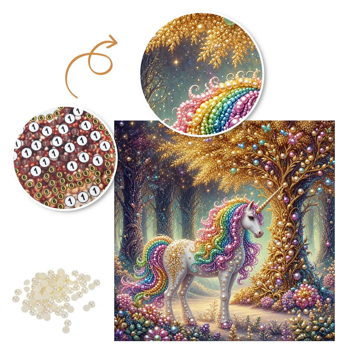 Unicorn by the Golden Tree pearl painting – image 6