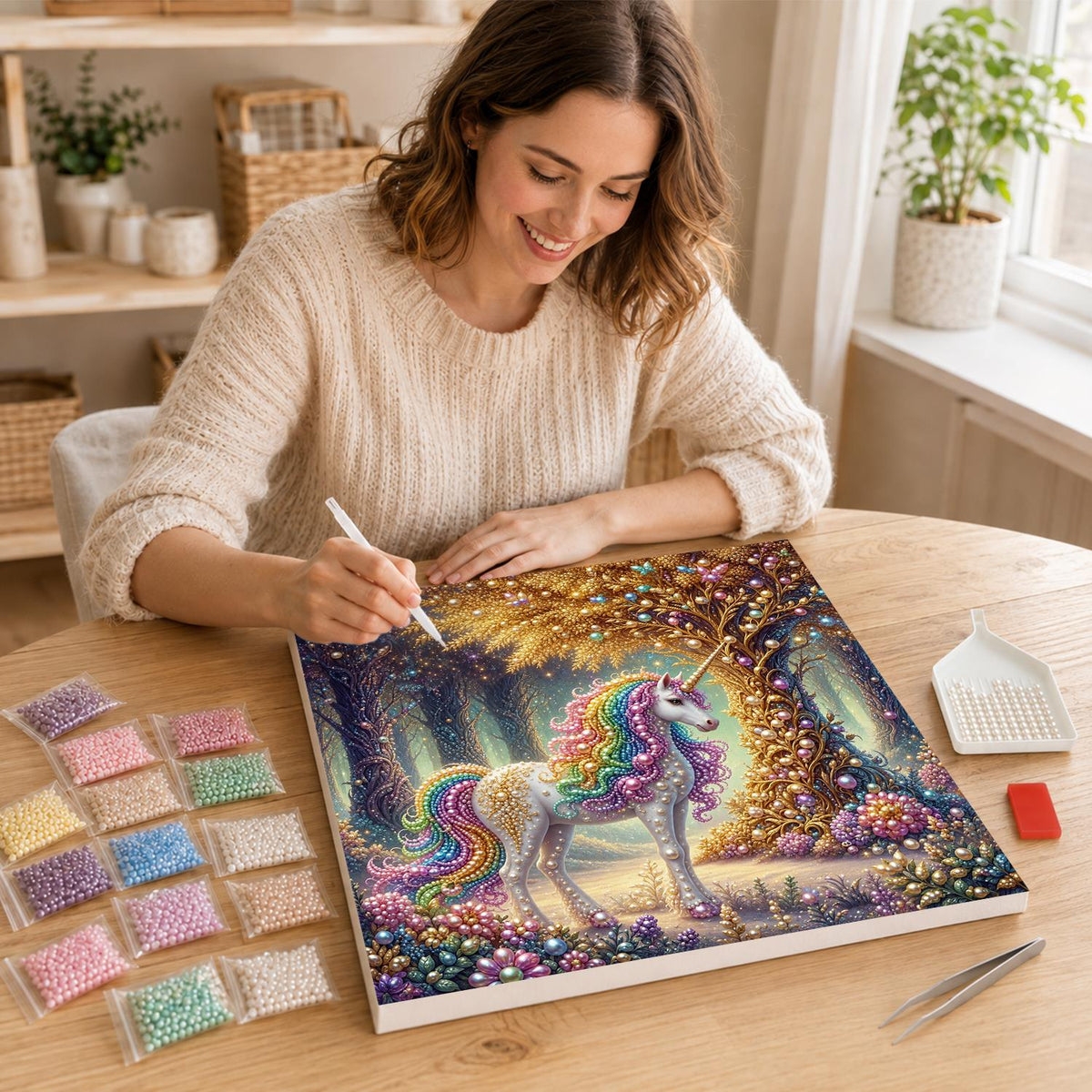 Unicorn by the Golden Tree pearl painting – image 16