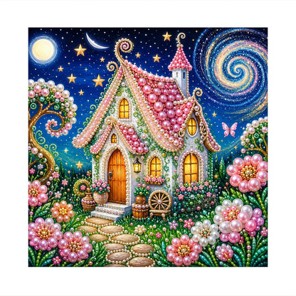 Pink-Roofed Fairy Cottage pearl painting – image 11