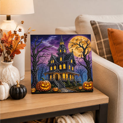 Turreted Haunted House at Night pearl painting – image 4