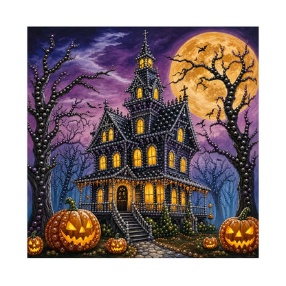 Turreted Haunted House at Night pearl painting – image 11