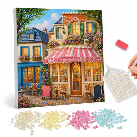 Pearl Painting of a Colorful Flower Shop pearl painting – image 1