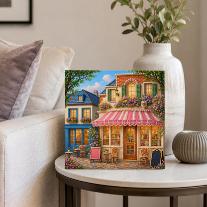 Striped Awning Flower Café pearl painting – image 4