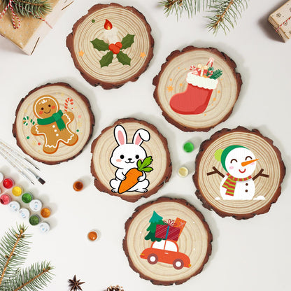 Bunny Hugging a Big Carrot paint by numbers wood slice – image 10