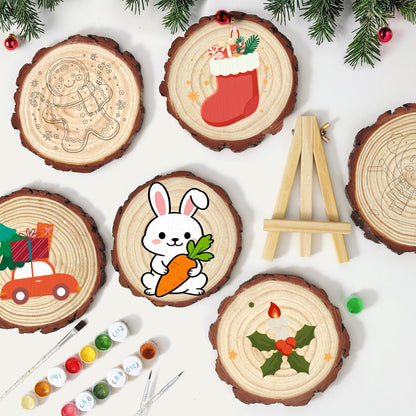 Bunny Hugging a Big Carrot paint by numbers wood slice – image 11