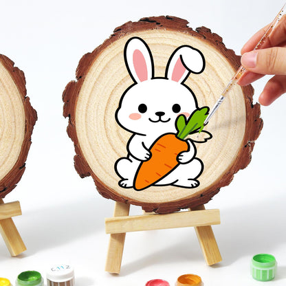 Bunny Hugging a Big Carrot paint by numbers wood slice – image 13