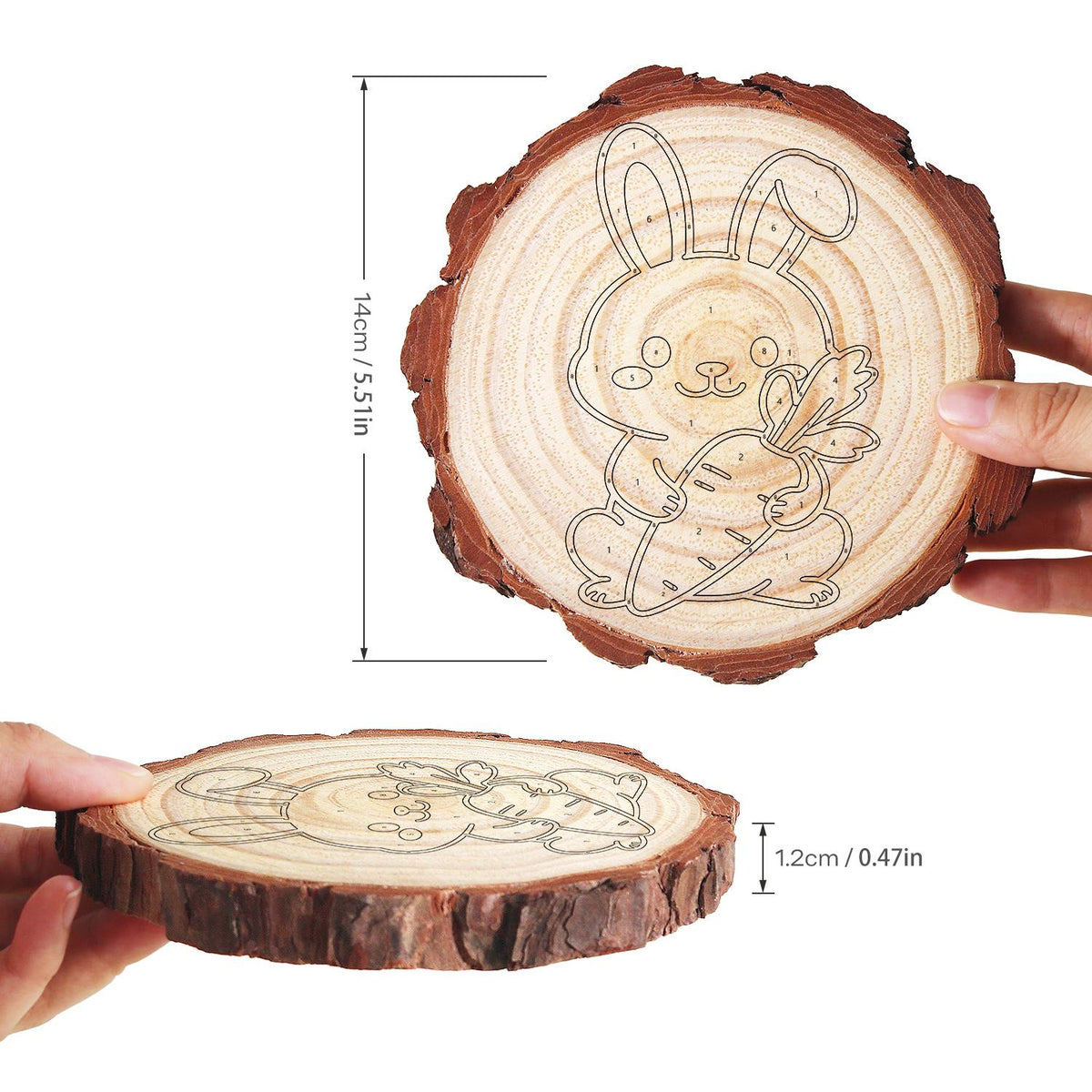 Bunny Hugging a Big Carrot paint by numbers wood slice – image 14