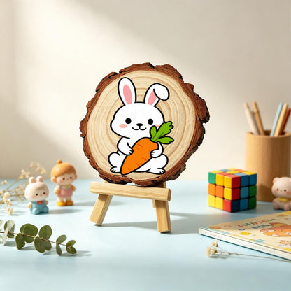 Bunny Hugging a Big Carrot paint by numbers wood slice – image 19
