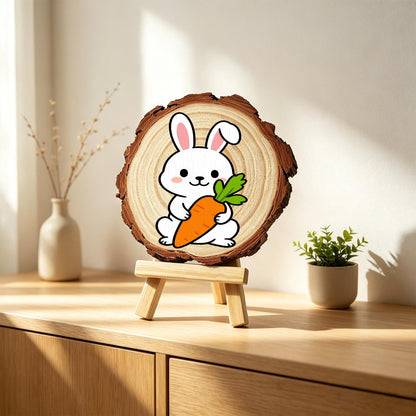 Bunny Hugging a Big Carrot paint by numbers wood slice – image 23