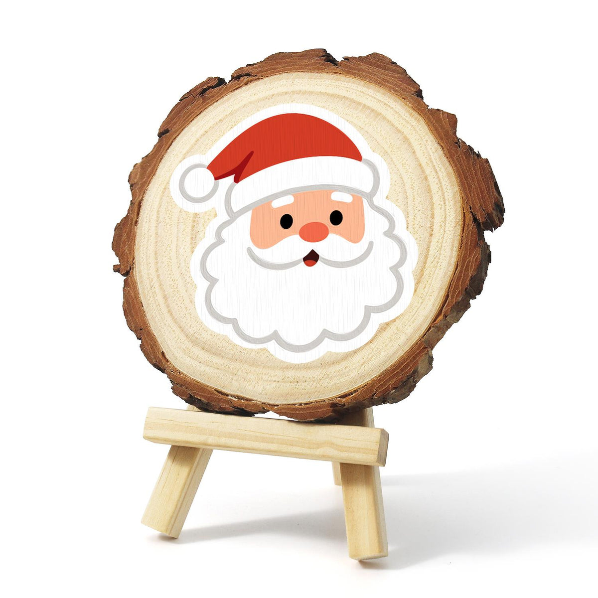 Rosy-Cheeked Santa Face paint by numbers wood slice – image 3
